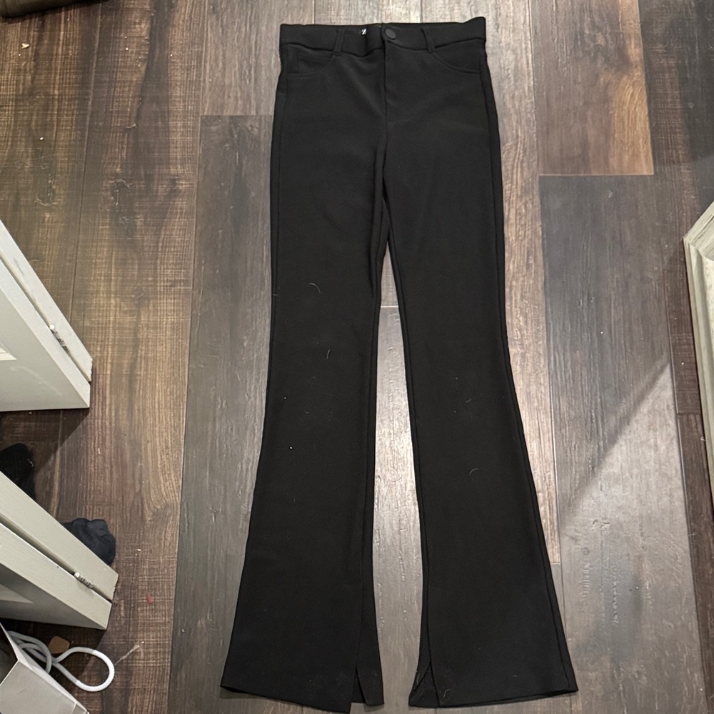 Zara Black Flare Pants w slit detail